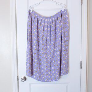 Vtg 18 Lavender Daisy Skirt Cottagecore Elastic Floral Fairycore Light Spring